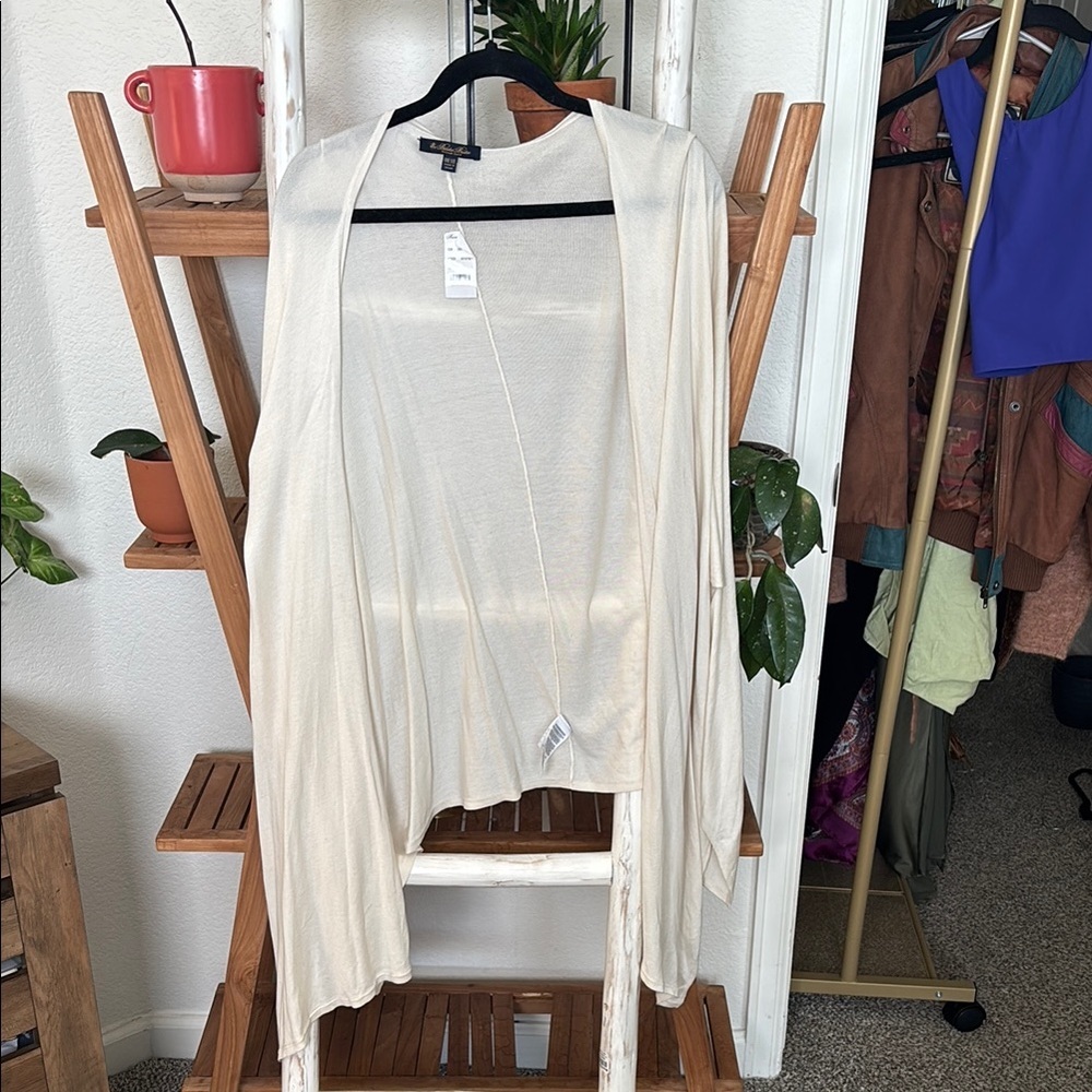 NWT Brooks Brothers Cream Cardigan Sweater One Size